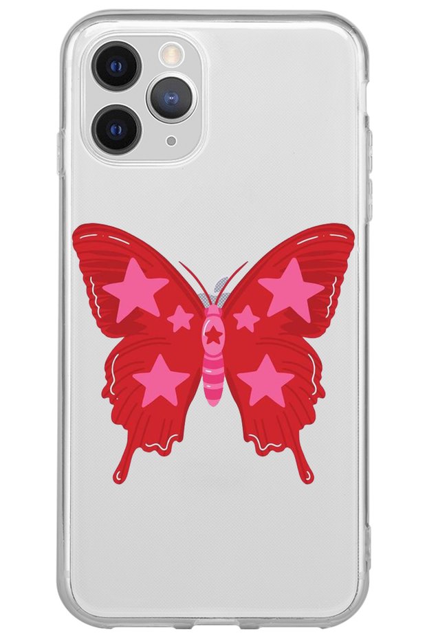 iPhone 11 Pro Max Butterfly Girl Power Pattern Patterned Transparent Silicone Phone Case