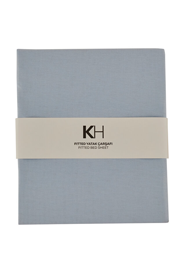 ملاءة سرير مطاطية من القطن بنسبة 100% باللون الأزرق - 3