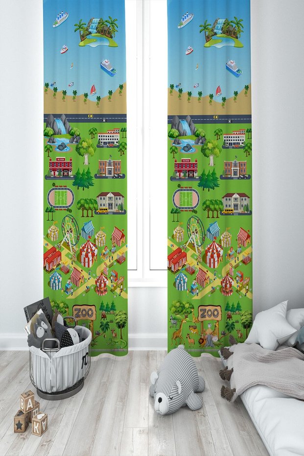 Baby and Children's Room Educational Two Wing Background Curtain Mkt-390