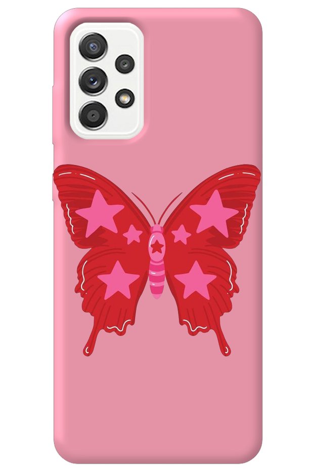 Silicone Phone Case for Samsung Galaxy A72 Pink Inside Velvet Butterfly Girl Power Pattern