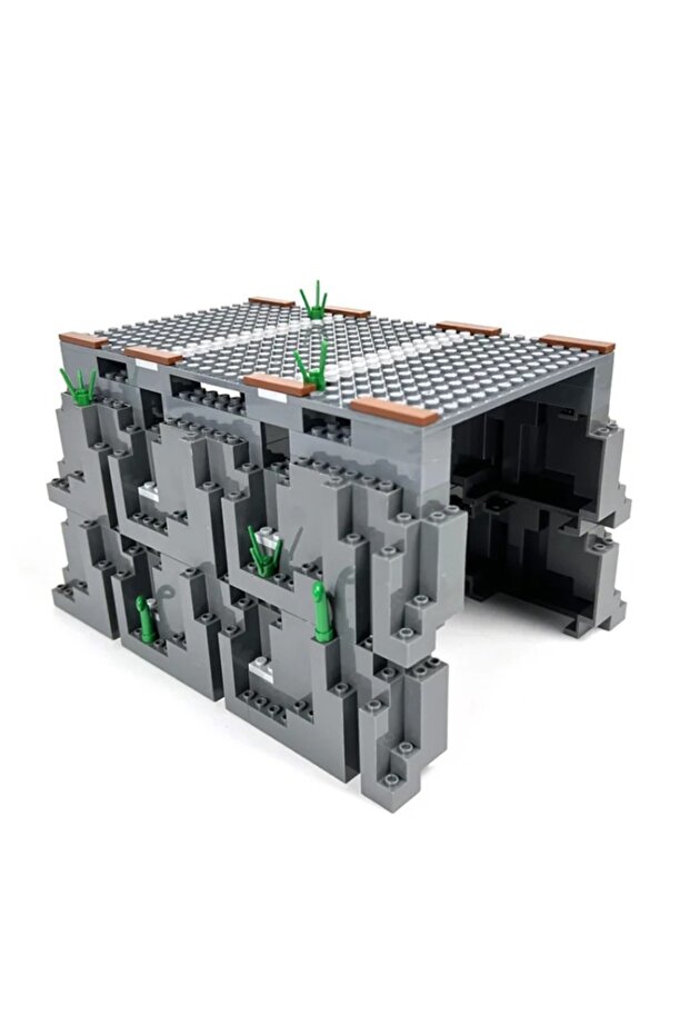 Building blocks MOC train track cave rockery scene with simulation tunnel railway truck building ... - 7