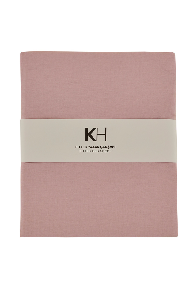 ملاءة سرير مفردة مرنة من القطن بنسبة 100% بلون مسحوق - 2