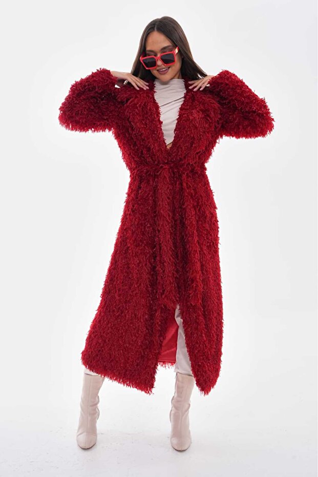 معطف طويل من ريش الطيور - 3