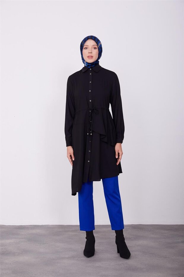 Asymmetric Tunic with Tunnel Waist 23k4707 Black