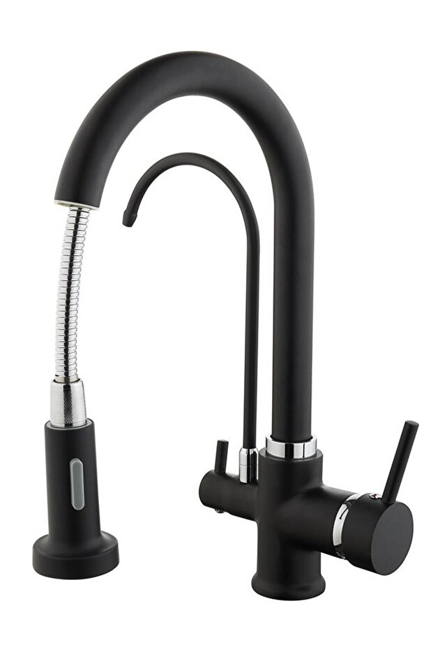 Madrid Water Purifier 3 Outlet Black Chrome Kitchen Sink Faucet