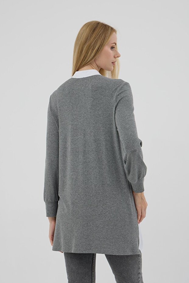 Mloodbasic Dik Yakalı Fermuarlı Tunik - Gri - 5