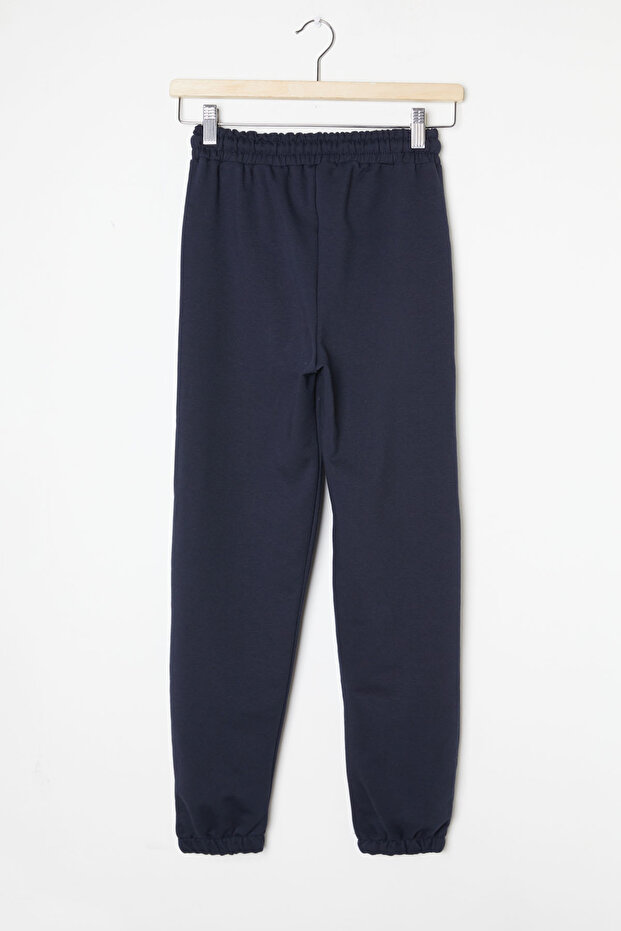 Lacivert Bel ve Paça Lastikli Basic Kız Çocuk Okul Eşofman Altı 16249 - 4