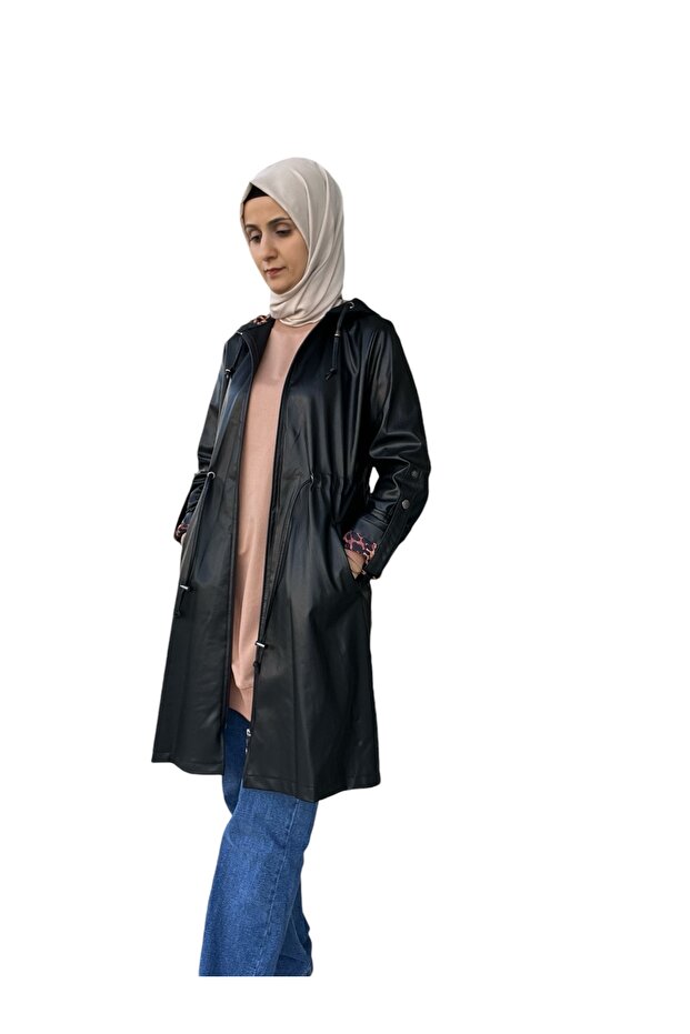 Kadın Cepli deri ceket - 3