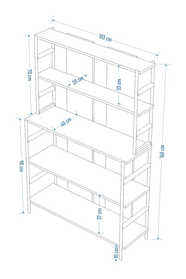 Rafito Metal & Ahşap Bohem 5 Raflı Mdf Çok Amaçlı Kahve Köşesi Mutfak Rafı (SİYAH/NATUREL) - 6