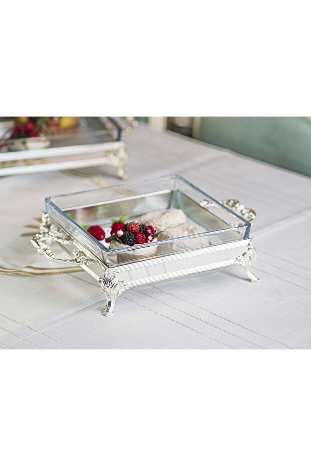 Silver Plated Presentation Box Square Shape No:1 Without Lid - 2