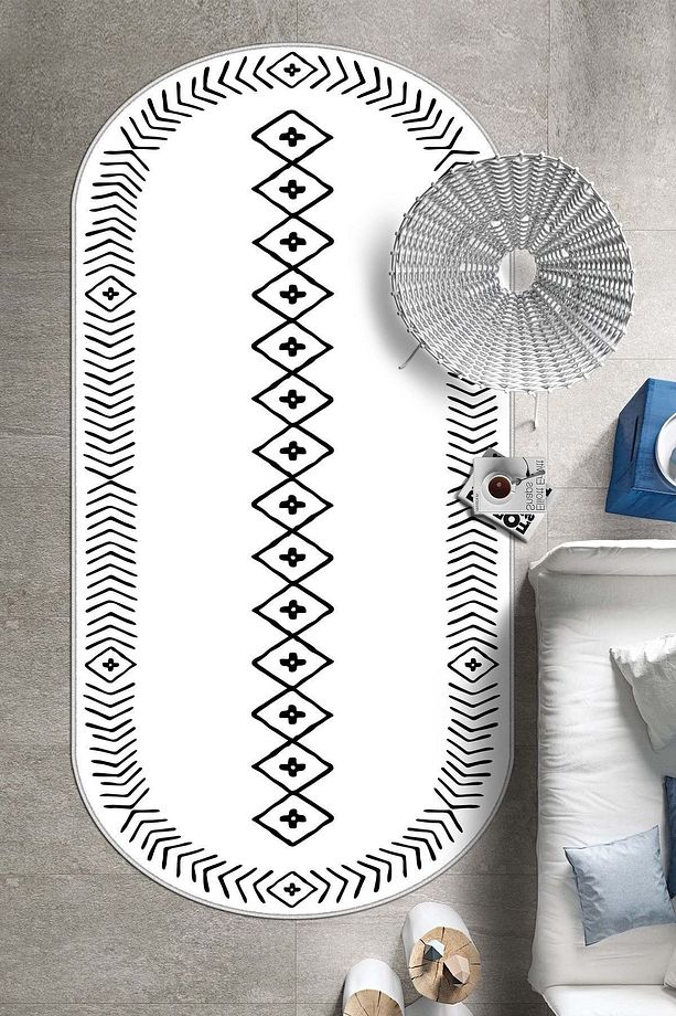 Dijital Baskı Yıkanabilir Kaymaz Taban Oval Mutfak Halısı Salon Halısı Ve Yolluk - 3