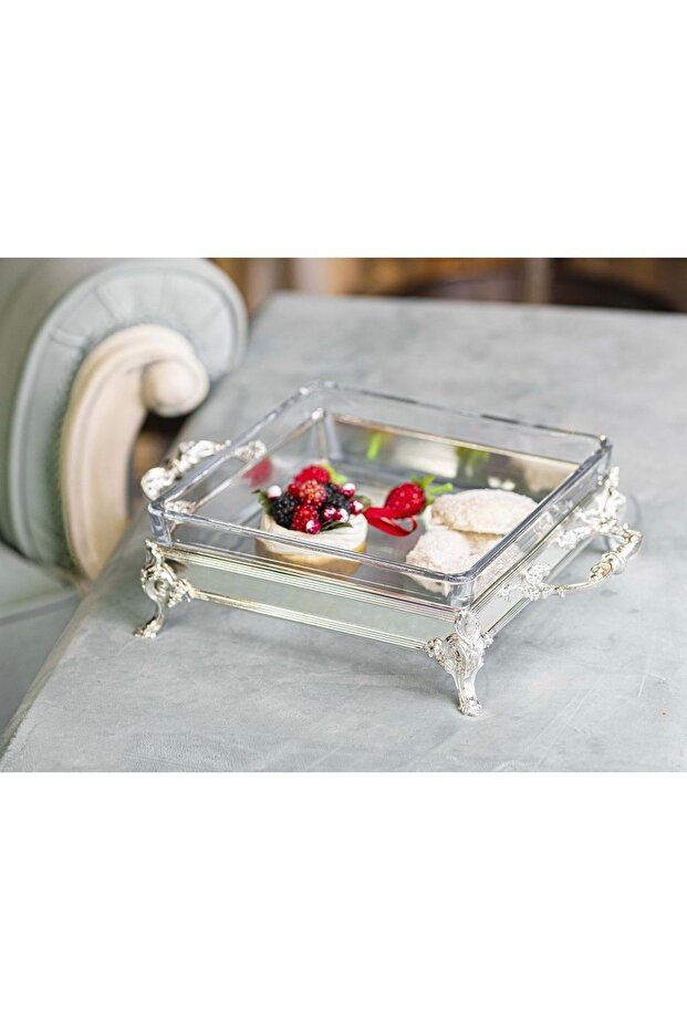 Silver Plated Presentation Box Square Shape No:1 Without Lid - 1