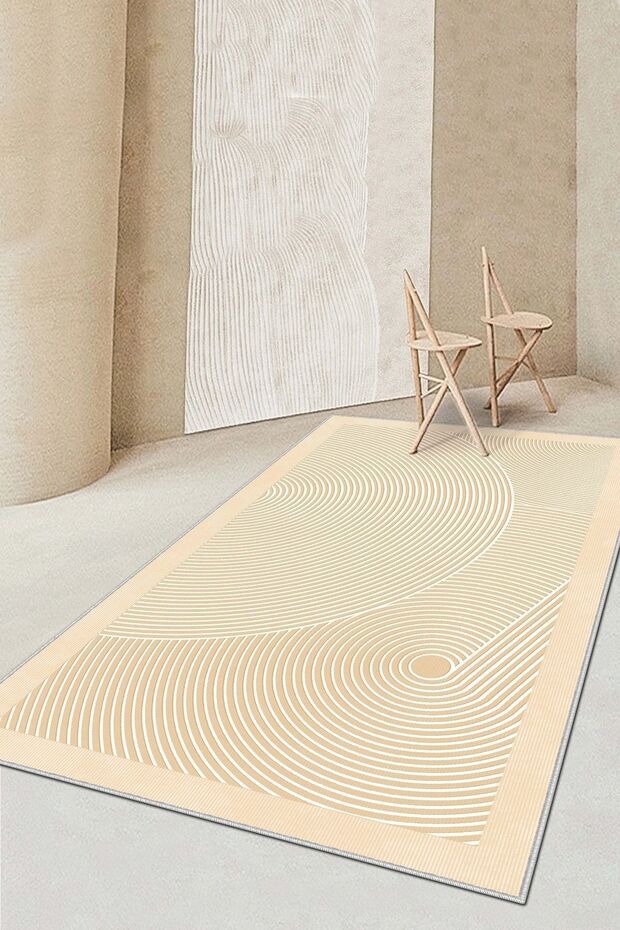 Machine Washable Non-Slip Base Stain Resistant Modern Beige Kitchen Carpet Living Room Carpet and Runner
