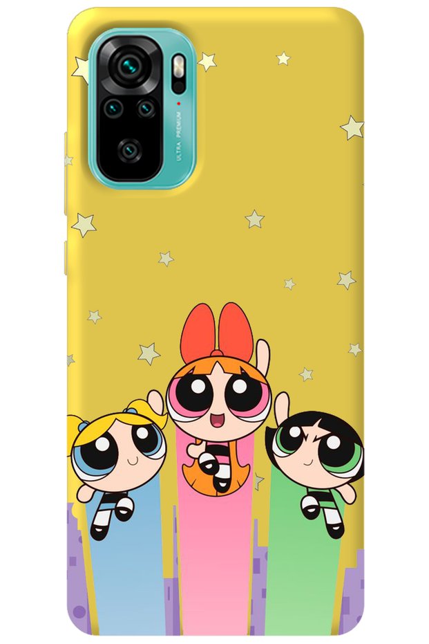 Xiaomi Redmi Note 10 Yellow Inner Velvet Puff Girl Power Patterned Silicone Phone Case
