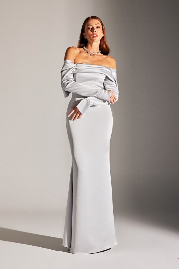 NOVÉ CLARA Nízká sukně mořské panny ŠEDÉ večerní šaty - 3