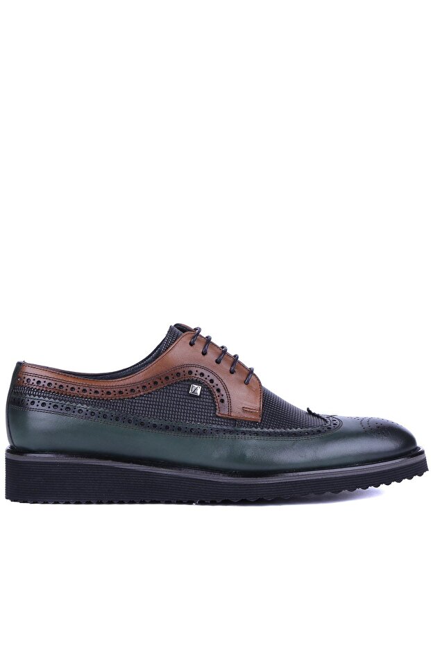 - Green, Tan Genuine Leather Men's Casual Shoes 1106 - 6962