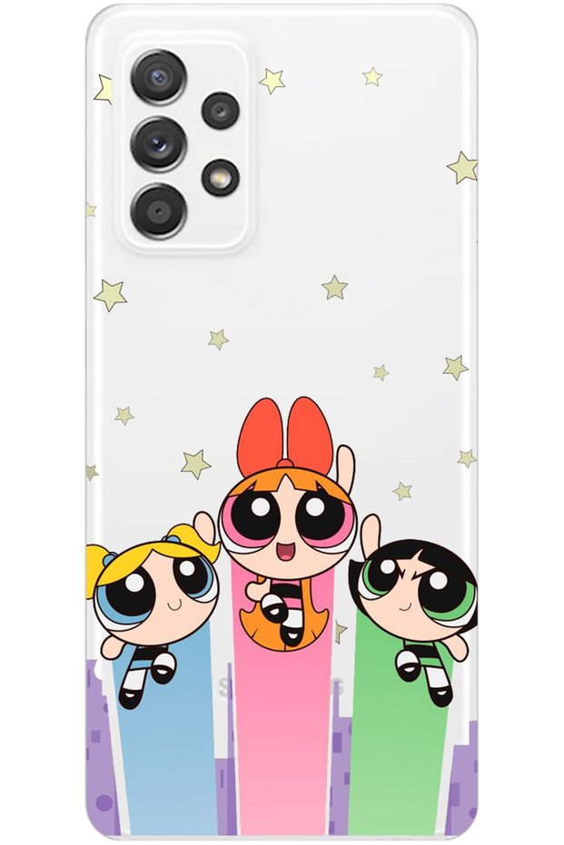 Patterned Transparent Silicone Phone Case for Samsung A52 Puff Girl Power