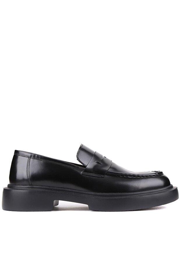 - Black Open Leather Laceless Men's Classic Shoes 250-2375
