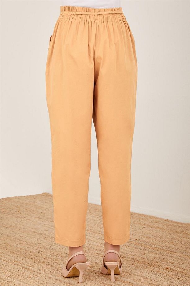 Arkası Lastikli Pamuk Pantolon 23y2409 Camel - 4