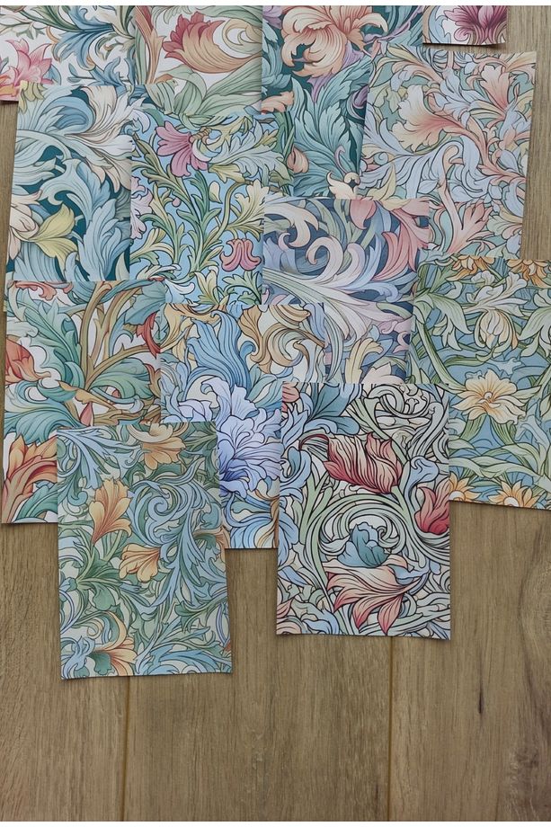 15 Adet Şal Desen Scrapbook Kağıt Seti Bullet Journal Dekupaj Kağıdı - 5