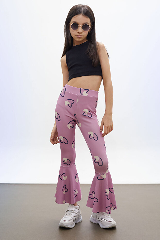 Pink Heart Patterned Spanish Leg Girl's Tights 18189