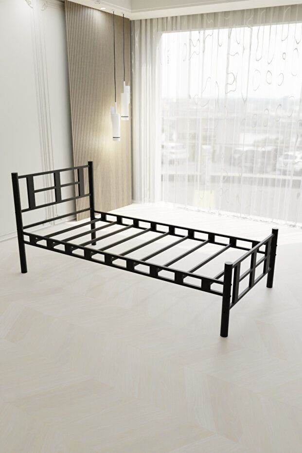 Karma Tek Kişilik Siyah Metal Karyola - 3