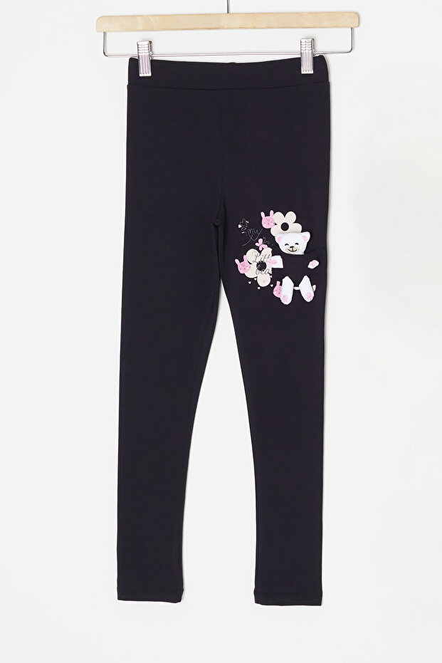 Black Teddy Bear Pocket Girl's Tights 18154