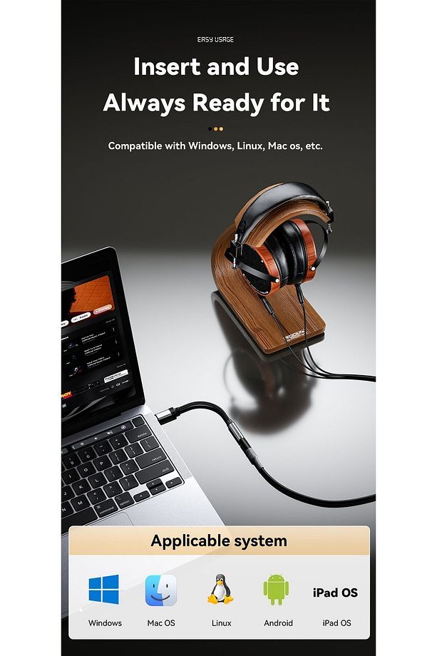 Type-c To 3.5mm Jack Aux Kulaklık Çevirici Dönüştürücü Hi-fi Ses Dac Çip Hasır Örgülü Sağlam Kablo - 5