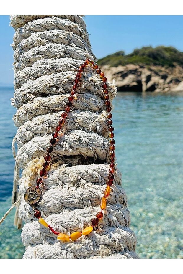 Nazar Repellent Drop Amber Necklace Special Design Adult Amber Necklace