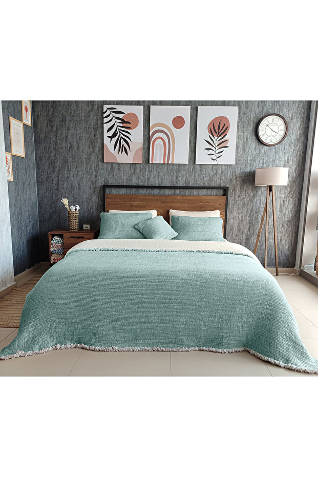 Baby Blue 6 Layer Muslin Quilt / King Size 240X260