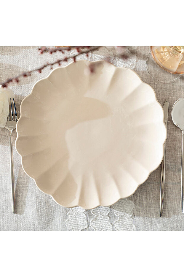 Flower Servis Tabağı 27 cm Bej - 2