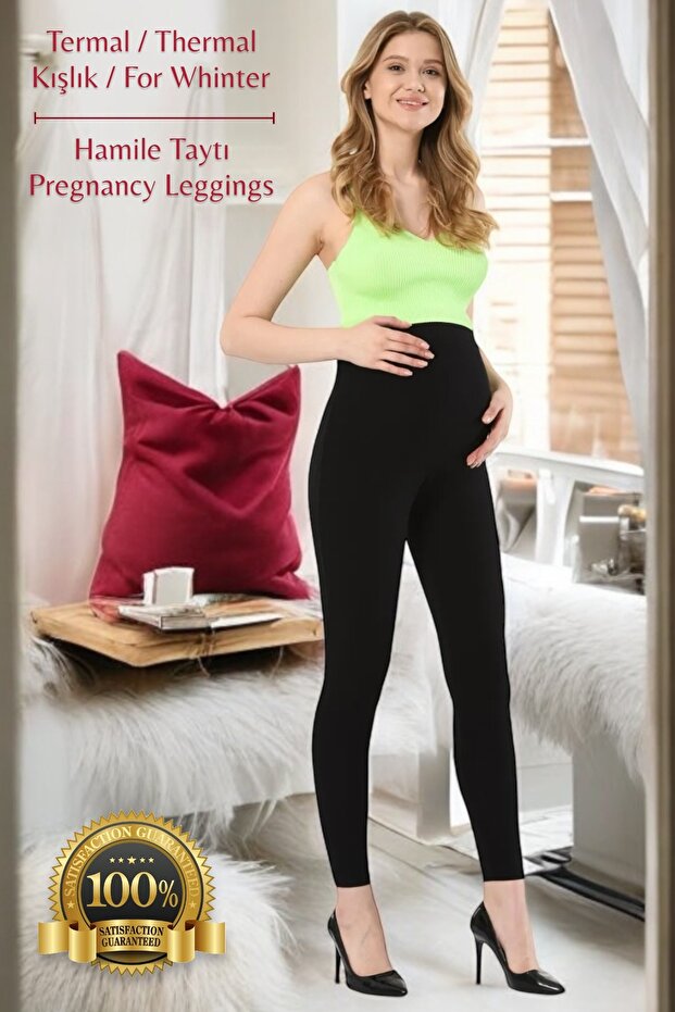 Waist Elastic Adjustable Winter Thermal Women's Maternity Leggings