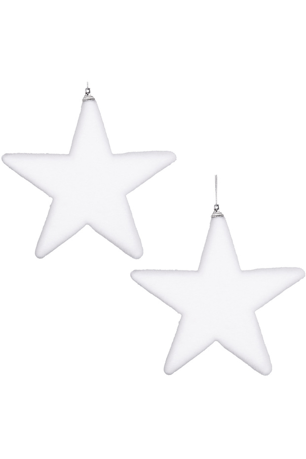 Christmas Ornament, Star, White - Set of 2, 19 cm