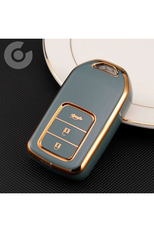 Honda Compatible Civic, Fc5, Hr-V, Cr-V, City Gold Edge Tpu Key Case Cover (Blue)