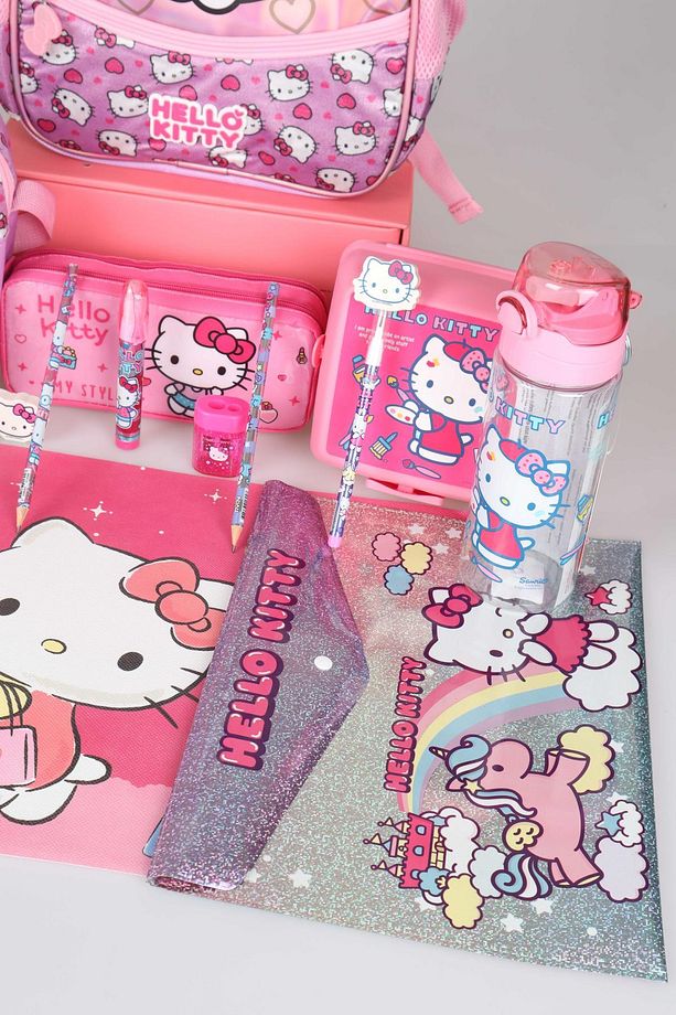 TEK BÖLMELİ KÜÇÜK BOY 32 CM HELLO KITTY ANAOKUL,BESLENME VE KALEM ÇANTASI İLE BESLENME KABI,MATARA K - 3
