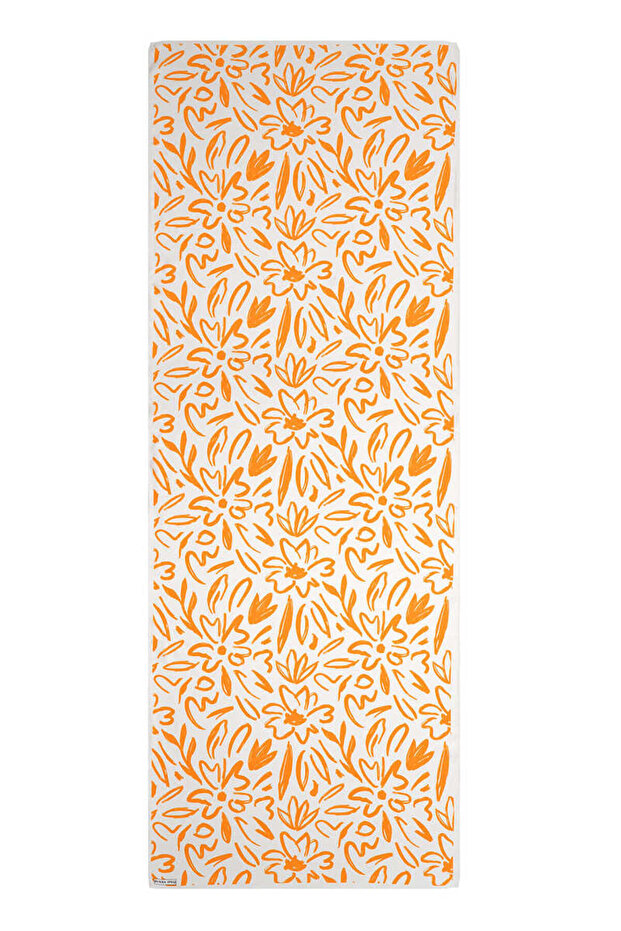 شال حريري بنمط ربيعي برتقالي - 3