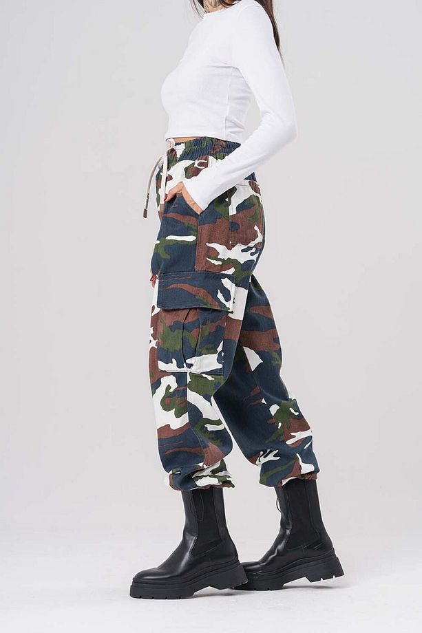 Hunter Kargo Cep ve Paça Ayarlı Kamuflaj Gabardin Pantolon - 3