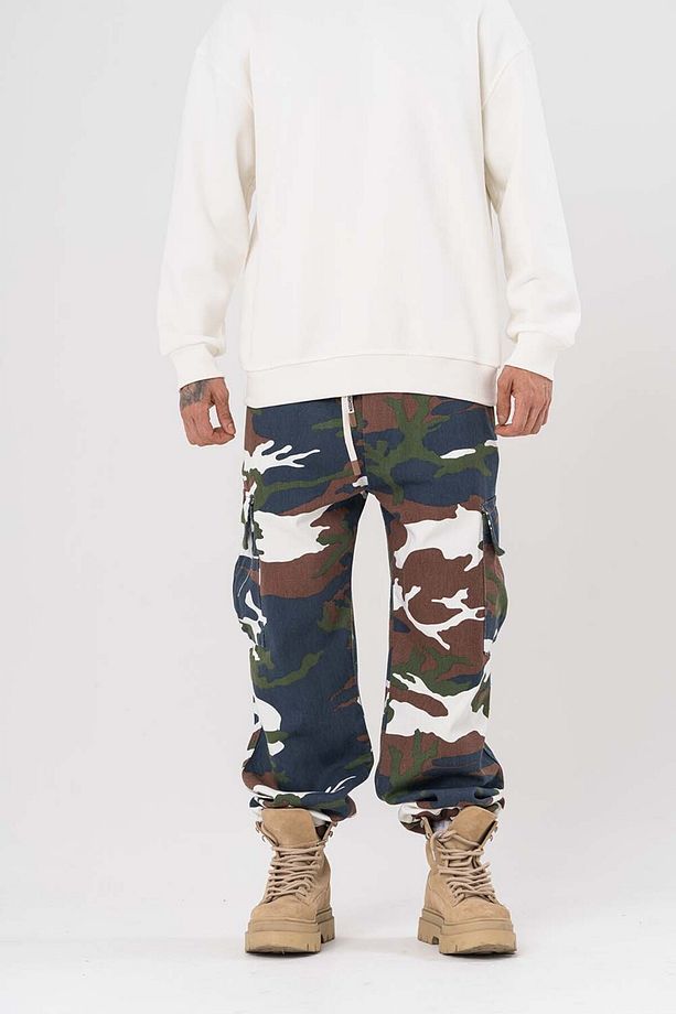 Hunter Kargo Cep ve Paça Ayarlı Kamuflaj Gabardin Pantolon - 6