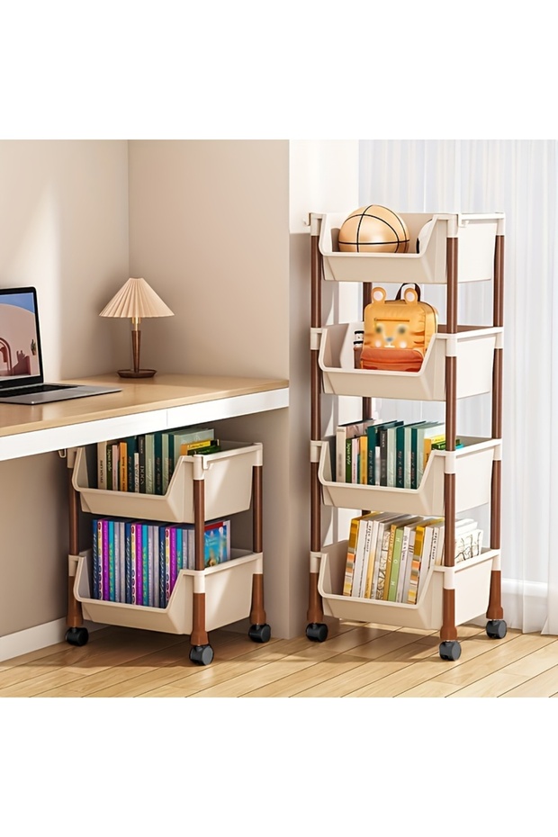 3/4/5-Tier Rolling Storage Cart with Effortless Wheels - Compact & Versatile, Stackable Plastic S... - 7