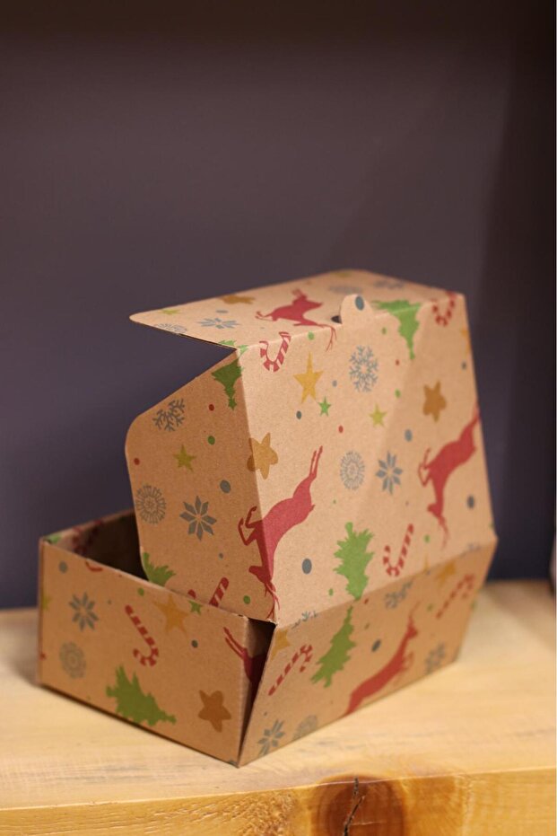 Yılbaşı Noel kutusu 13x8x18 cm ölçü 3 adet - 6