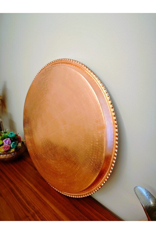Bakır Sini, Bakır Servis Tepsi 60 Cm - 4