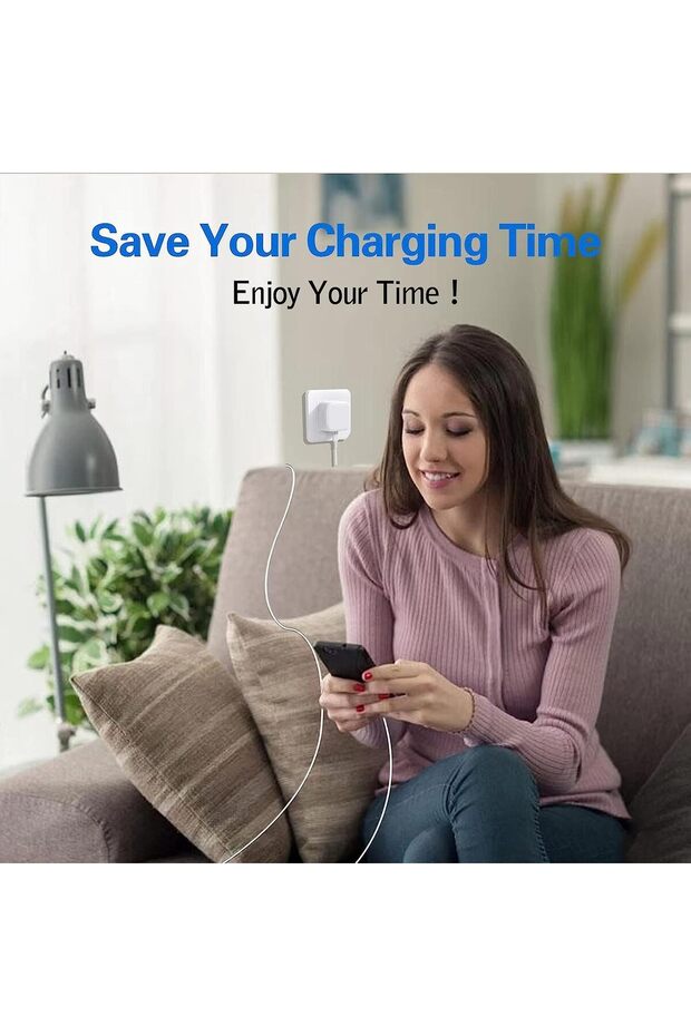 Tüm Cihazlar ile Uyumlu 20W PD Type-C Hızlı Şarj Adaptörü ve Kablosu Şarj Seti - AL4671 - 6