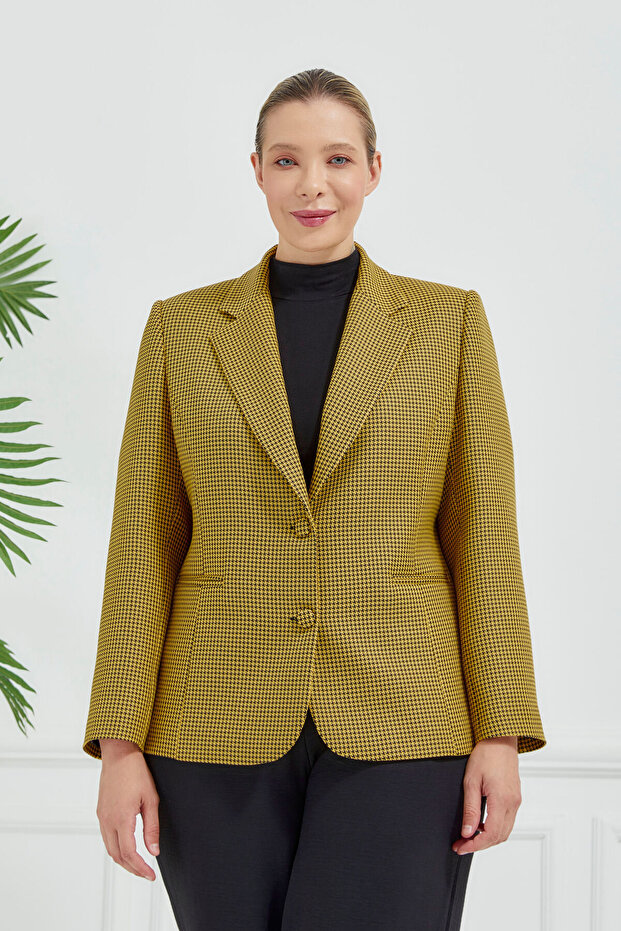 Women's Gingham Buttoned Classic Jacket - 4