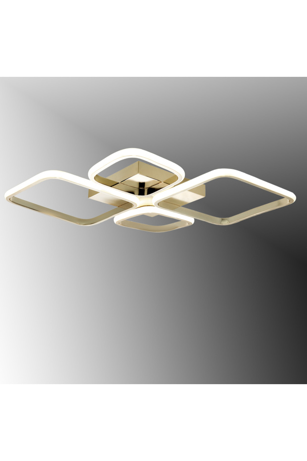 TT050-FSR TT Aydınlatma ( 3 Renk Işık Modüllü ) Baklava Desen Fransız Sarı Kaplama 4 lü Led Avize - 3