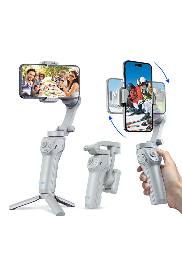 TOKQI M01 3-Axis Anti-Shake Handheld Gimbal Phone Stabilizer Foldable Holder Selfie Tripod with F... - 8