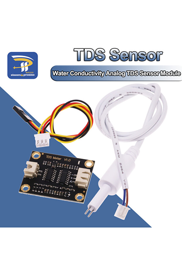 Water Conductivity Analog TDS Sensor Module Tester Liquid Detection Water Quality Monitoring Mete...