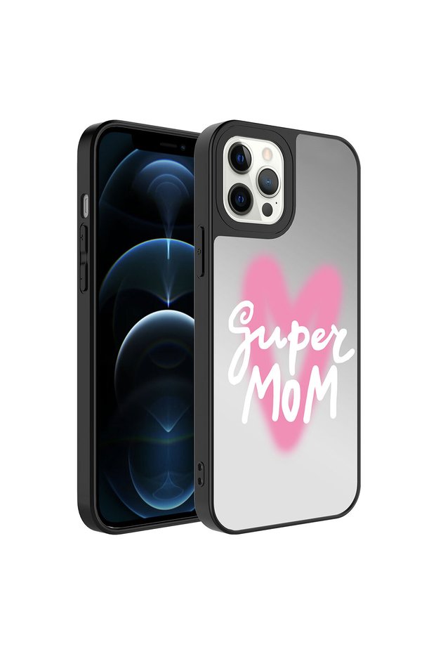 غطاء مرآة لامع متوافق مع هاتف iPhone 12 Pro Max مع حماية للكاميرا بنمط مرآة