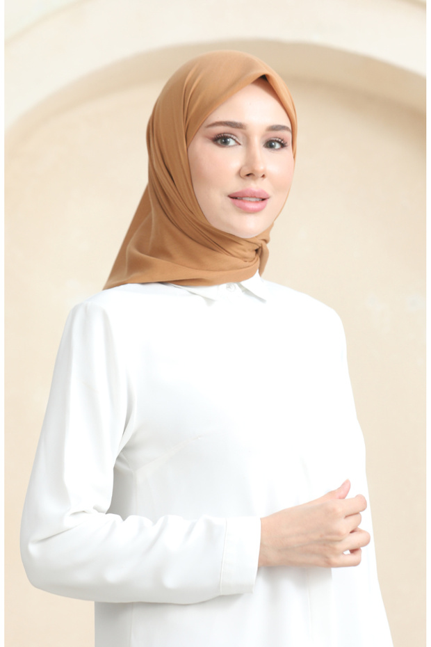 Eșarfă simplă bej închis - PRS-SSBWL-07 - 1