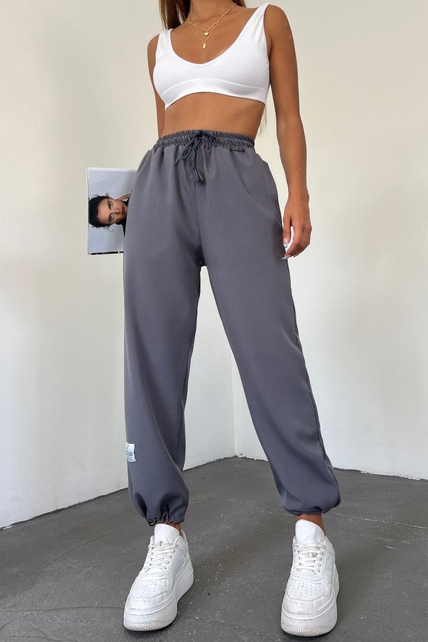 Women's Anthracite Adjustable Leg Oversize Loose Pants/Sweatpants