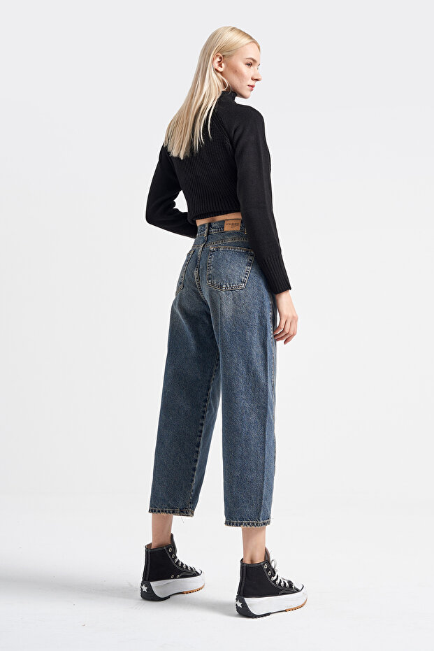 Dámske džínsy tmavá farba Venus Carrot Fit voľný strih denim - 3